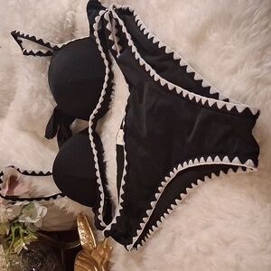 Black Bikini with White Trim Size Small